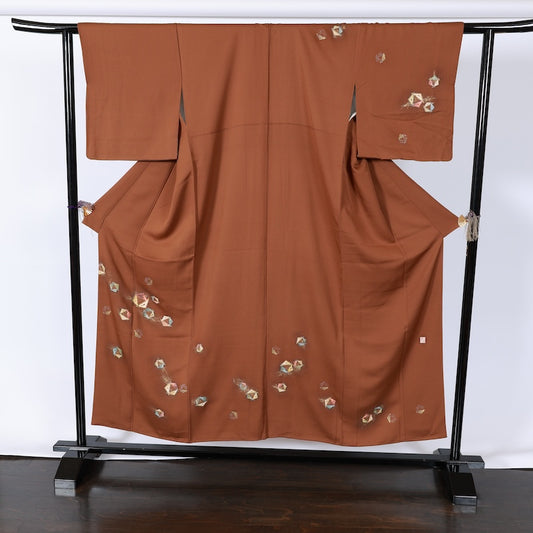 Japanese kimono used <houmongi> M-size  silk 100% /B754