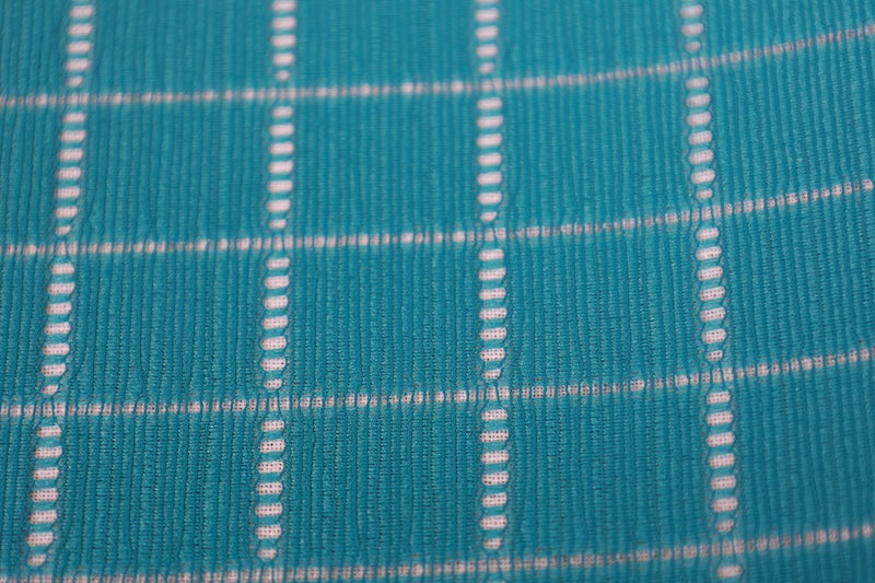 Yukata obi (half-width sash), light blue, checkered pattern, lace, b35