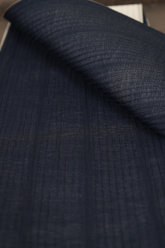 Yukata obi (half-width sash), brand new, light gray with white stripes, reverse side with light and dark indigo stripes, reversible, b36