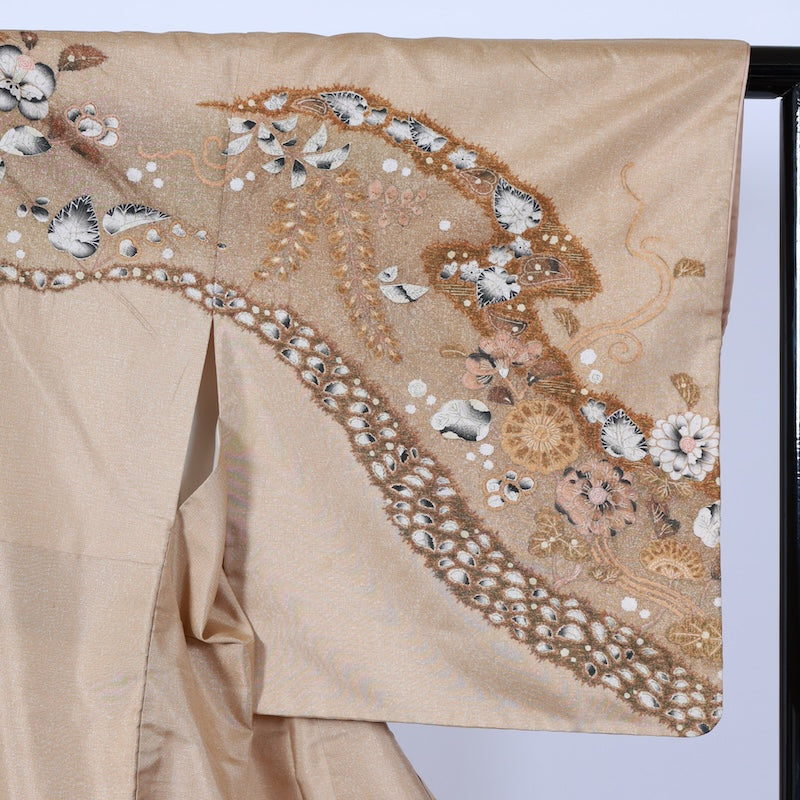 Japanese kimono used <houmongi> Msize  silk 100% /B752