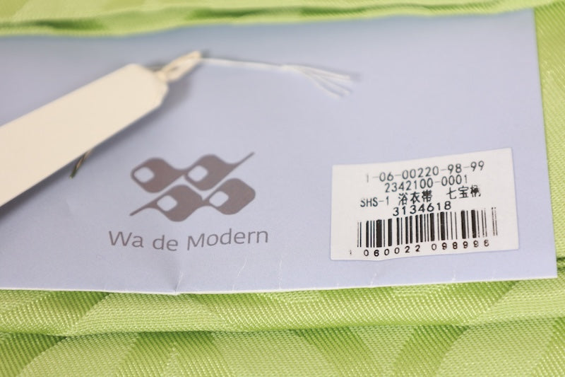 Yukata obi (half-width sash), brand new, light green, Shippo pattern, b31