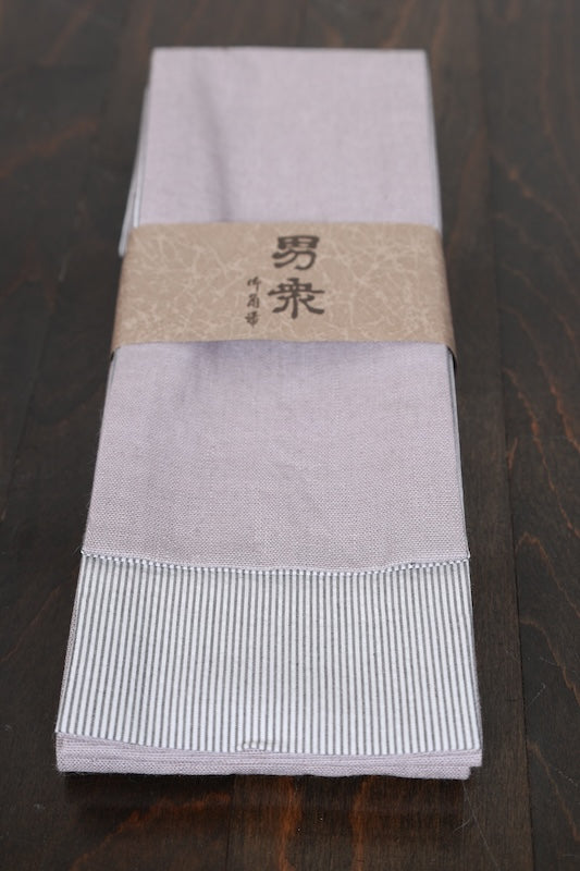 Men's yukata obi (sash), gray, striped lining, b25