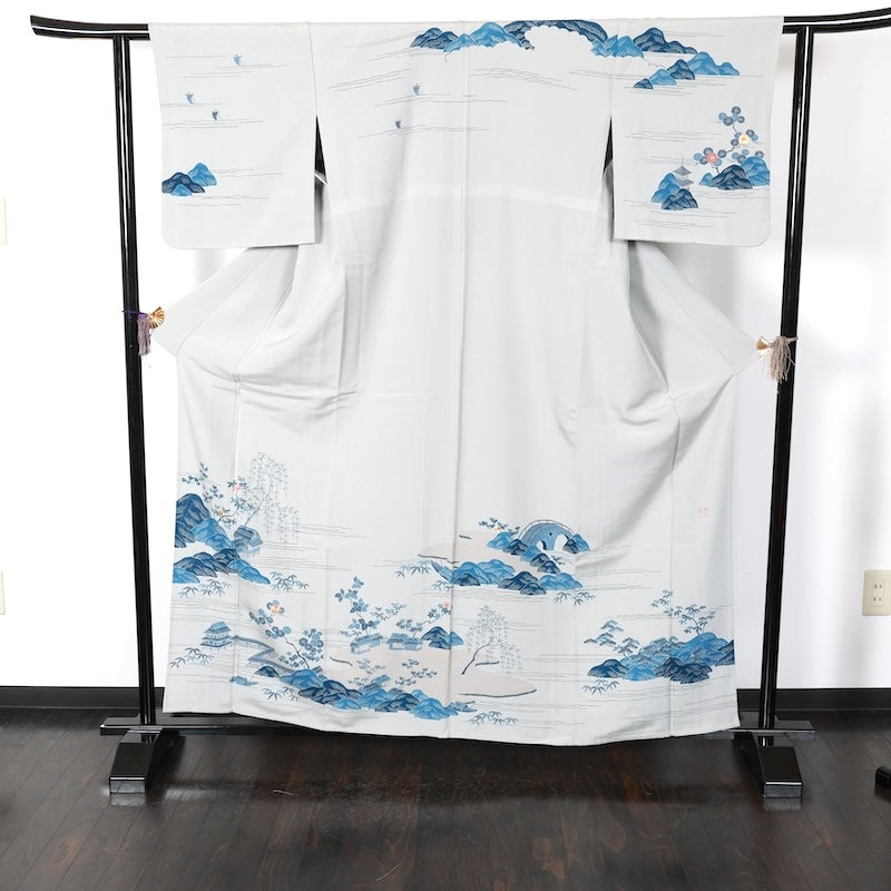 Japanese kimono used <houmongi> Msize  silk 100% /T389