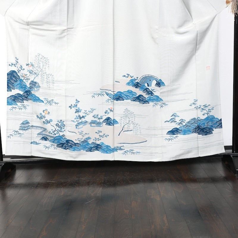 Japanese kimono used <houmongi> Msize  silk 100% /T389