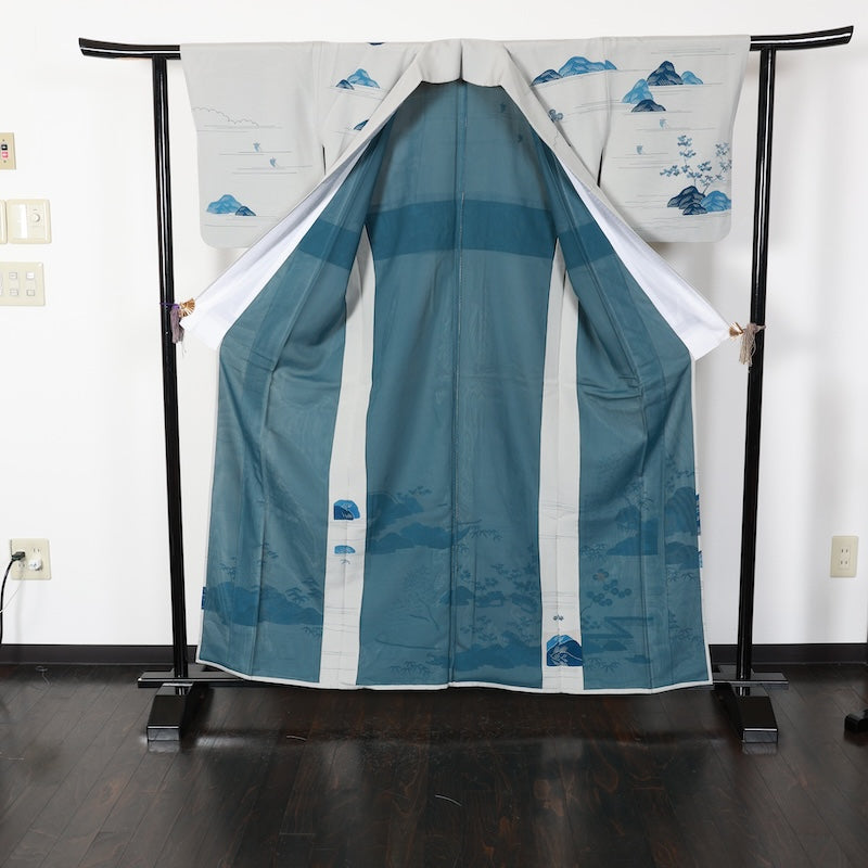 Japanese kimono used <houmongi> Msize  silk 100% /T389