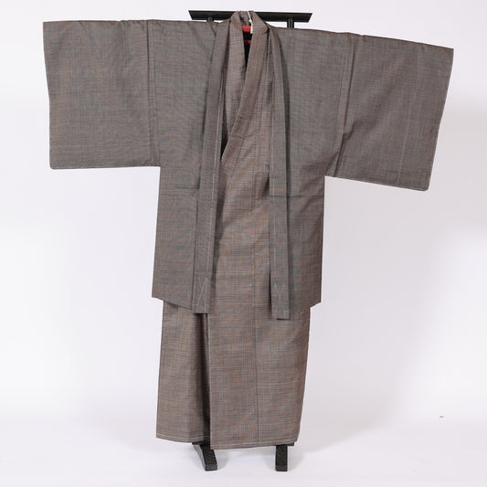 Japanese Men’s kimono  Men’s kimono jacket 2piece set  L-size 100% silk  / B116