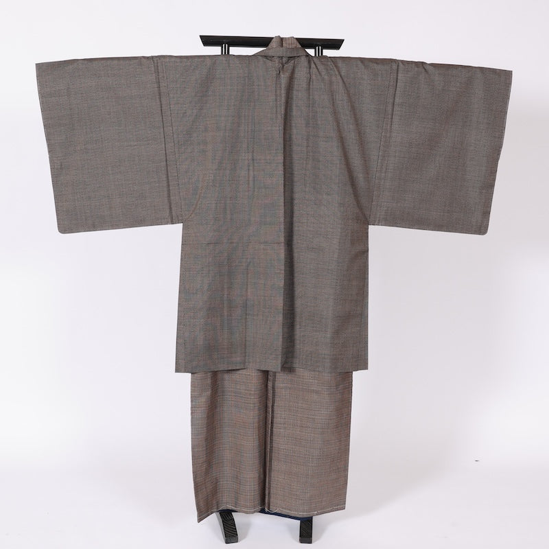 Japanese Men’s kimono  Men’s kimono jacket 2piece set  L-size 100% silk  / B116