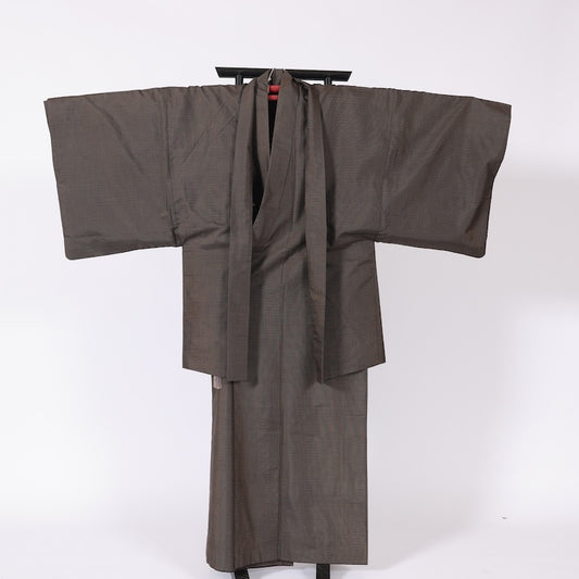 Japanese Men’s kimono  Men’s kimono jacket 2piece set  L-size 100% silk  / B117