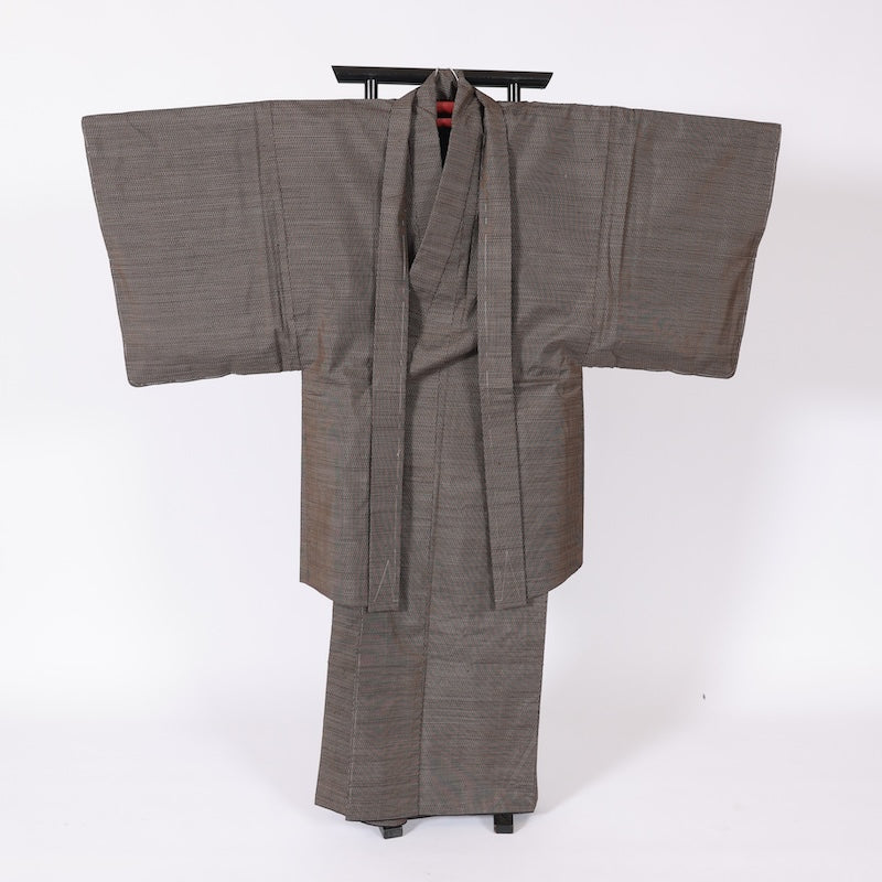 Japanese Men’s kimono  Men’s kimono jacket 2piece set  L-size 100% silk  / B126