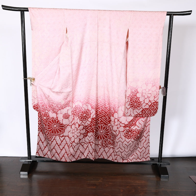 Long-sleeved kimono Used Size M (Furisode)100%Silk/K131