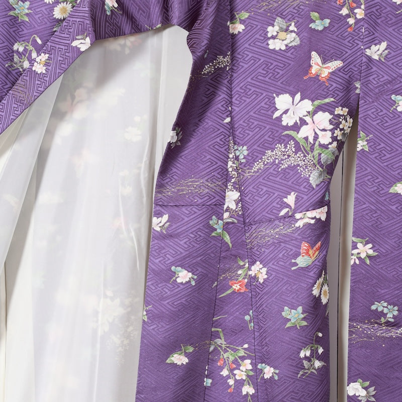 Long-sleeved kimono Used Size M (Furisode)100%Silk/K101