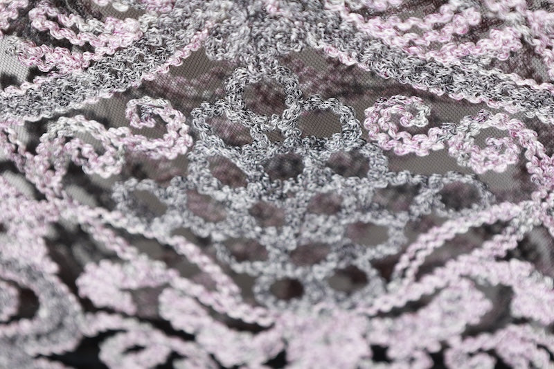 New Stole - Shades of Gray, Light Purple, Grape and Floral Pattern - b670