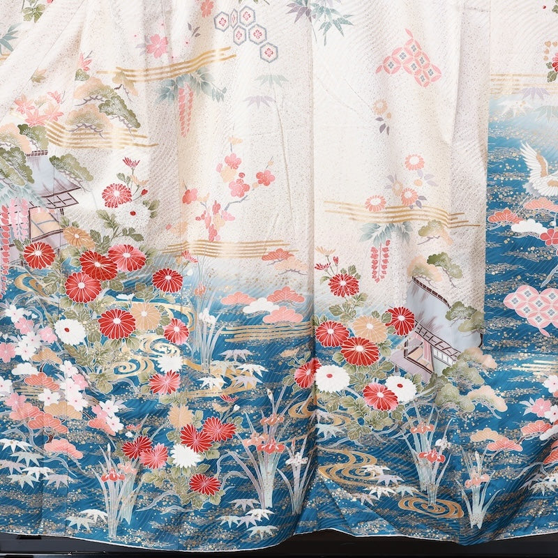 Long-sleeved kimono Used Size M (Furisode)100%Silk/K98