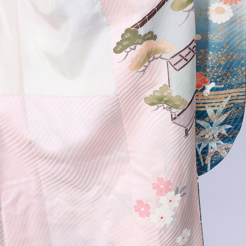 Long-sleeved kimono Used Size M (Furisode)100%Silk/K98