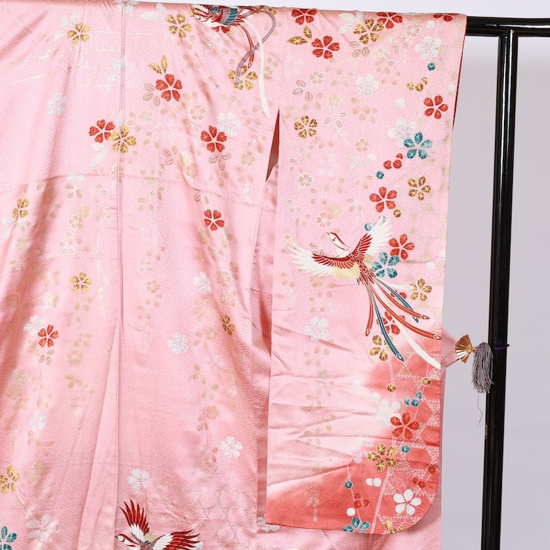 Long-sleeved kimono Used Size M (Furisode)100%Silk/K97