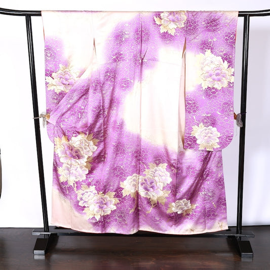 Long-sleeved kimono Used Size M (Furisode)100%Silk/K96