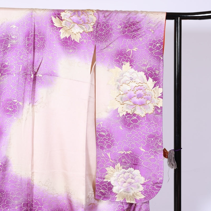 Long-sleeved kimono Used Size M (Furisode)100%Silk/K96