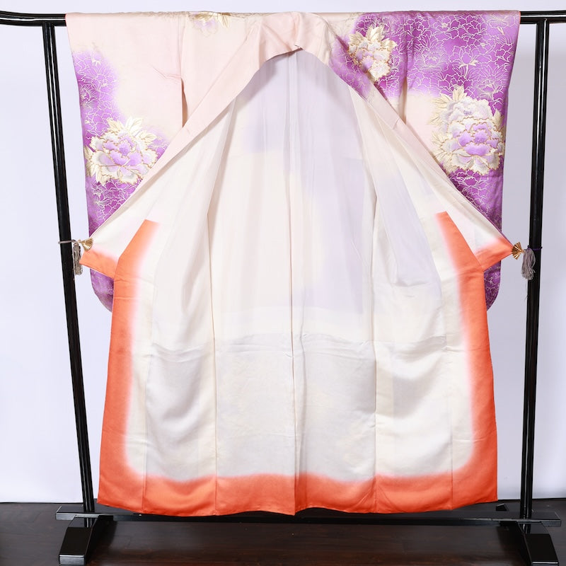 Long-sleeved kimono Used Size M (Furisode)100%Silk/K96