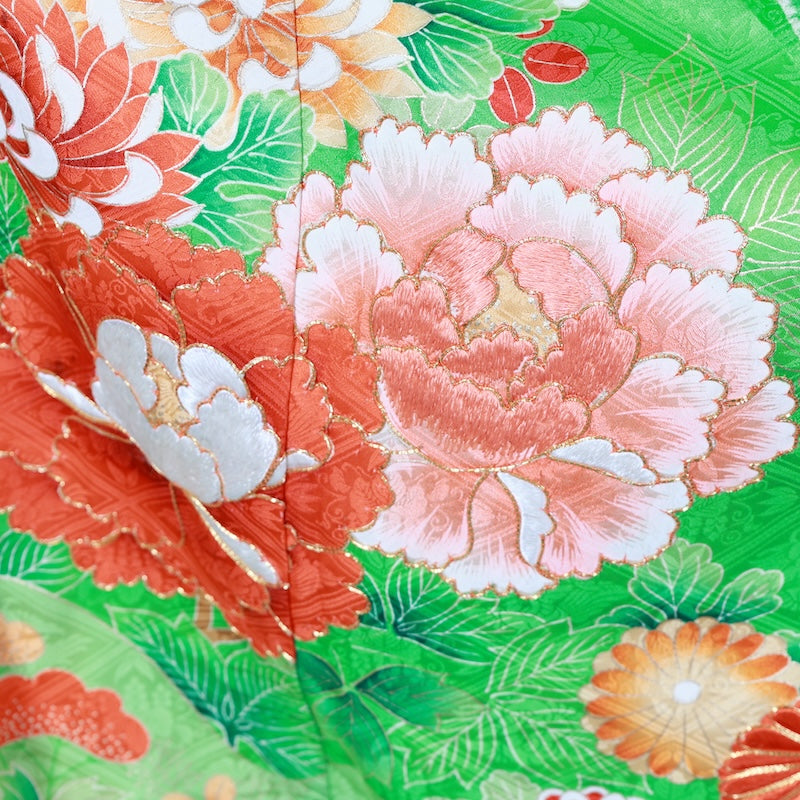 Long-sleeved kimono Used Size M (Furisode)100%Silk/K94