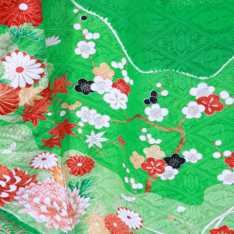 Long-sleeved kimono Used Size M (Furisode)100%Silk/K94