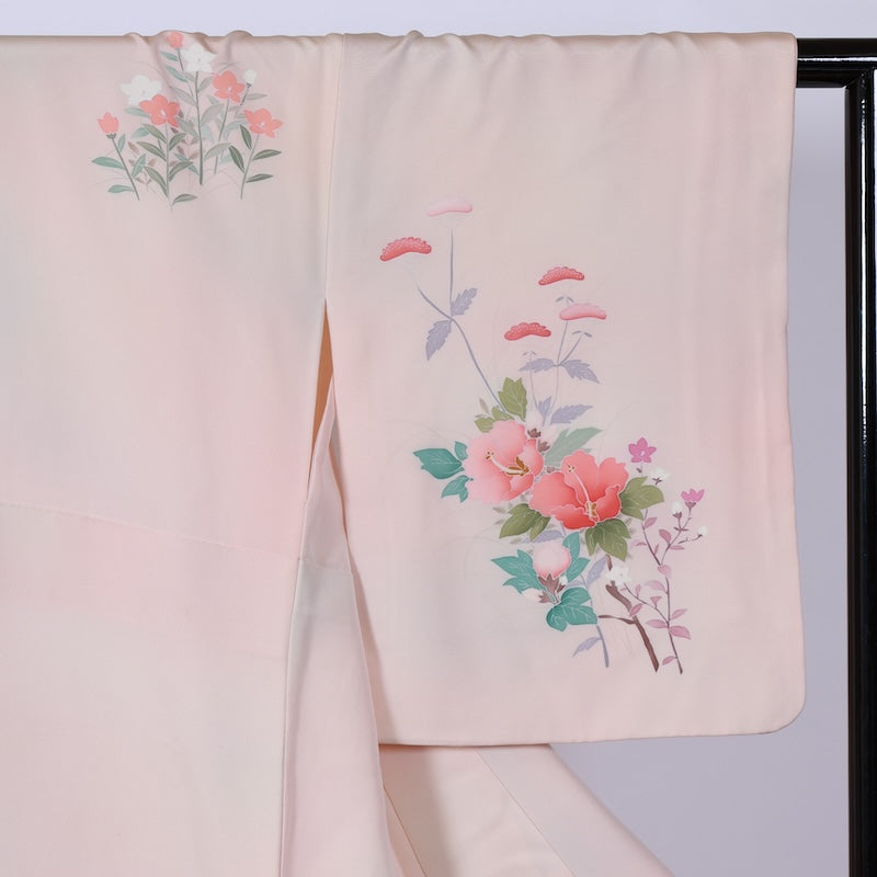 Japanese kimono used <houmongi> M-size  silk 100% /B789