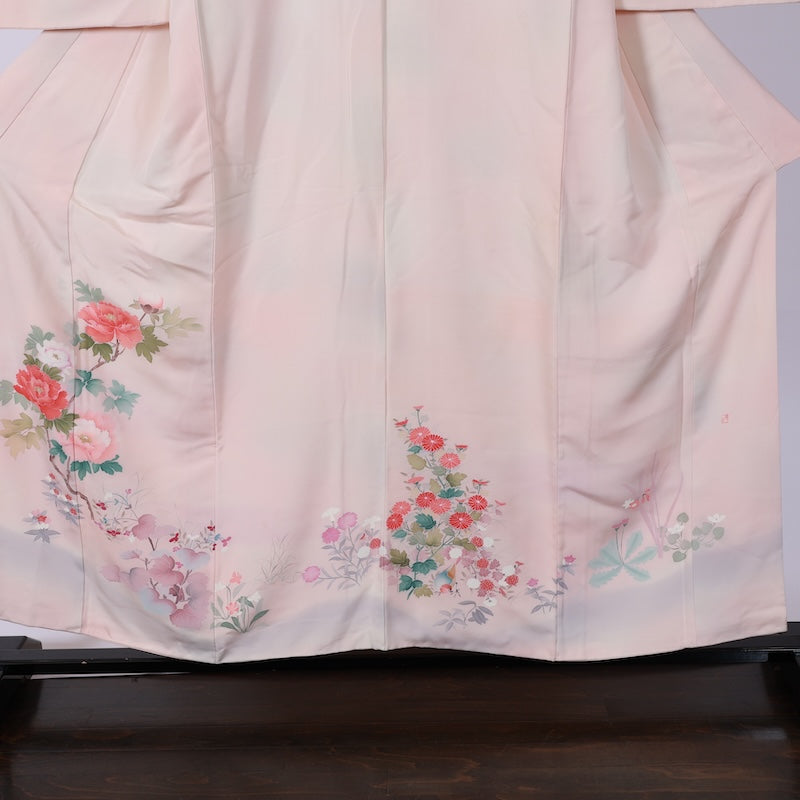 Japanese kimono used <houmongi> M-size  silk 100% /B789