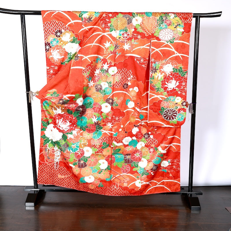 Long-sleeved kimono Used Size L (Furisode)Tetron/K170