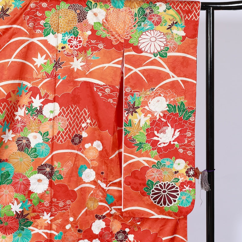 Long-sleeved kimono Used Size L (Furisode)Tetron/K170