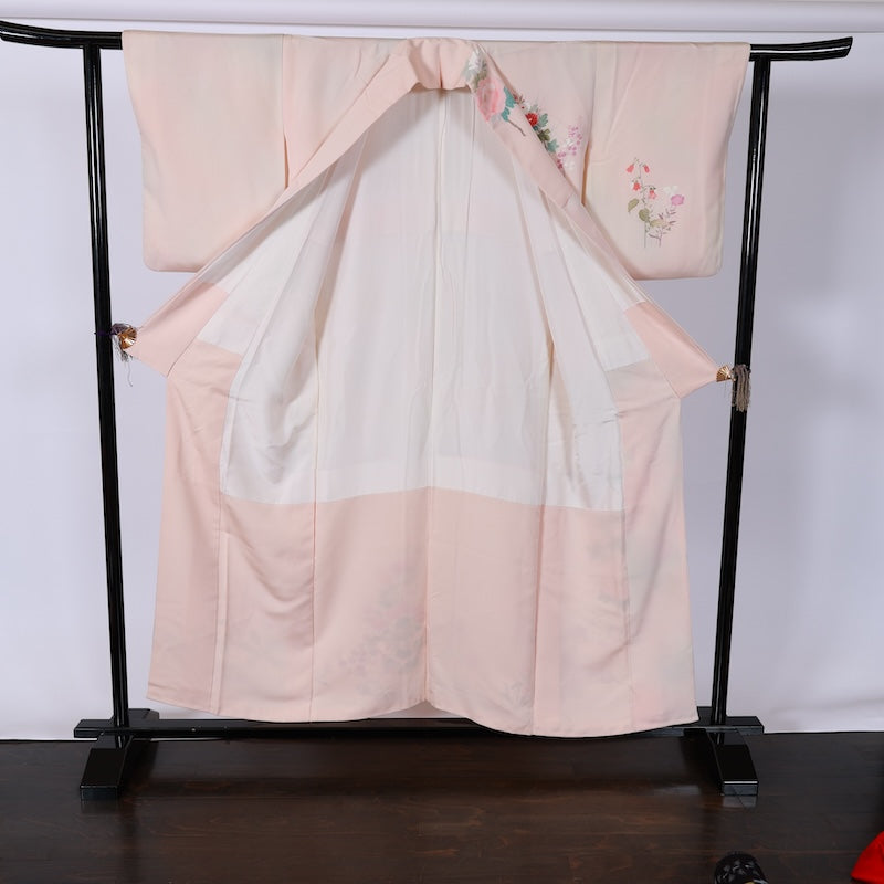 Japanese kimono used <houmongi> M-size  silk 100% /B789