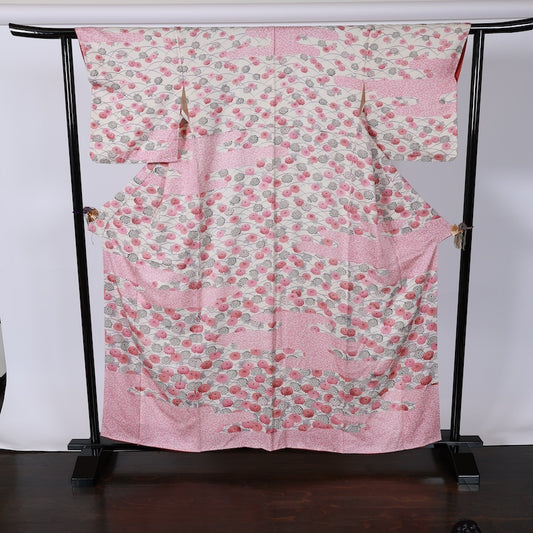 Japanese kimono used <Komon> L-size  silk 100% /B798