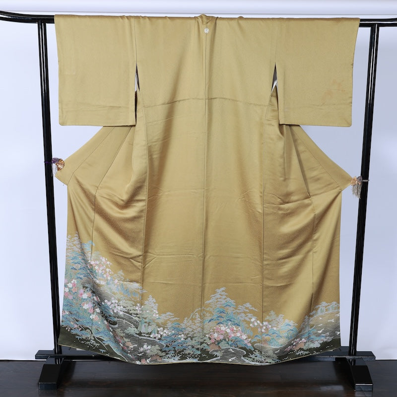 Japanese kimono used <irotomesode> L-size  silk 100% /B804