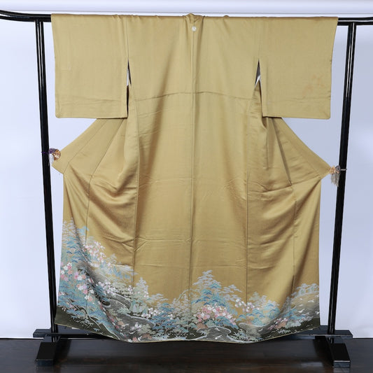 Japanese kimono used <irotomesode> L-size  silk 100% /B804