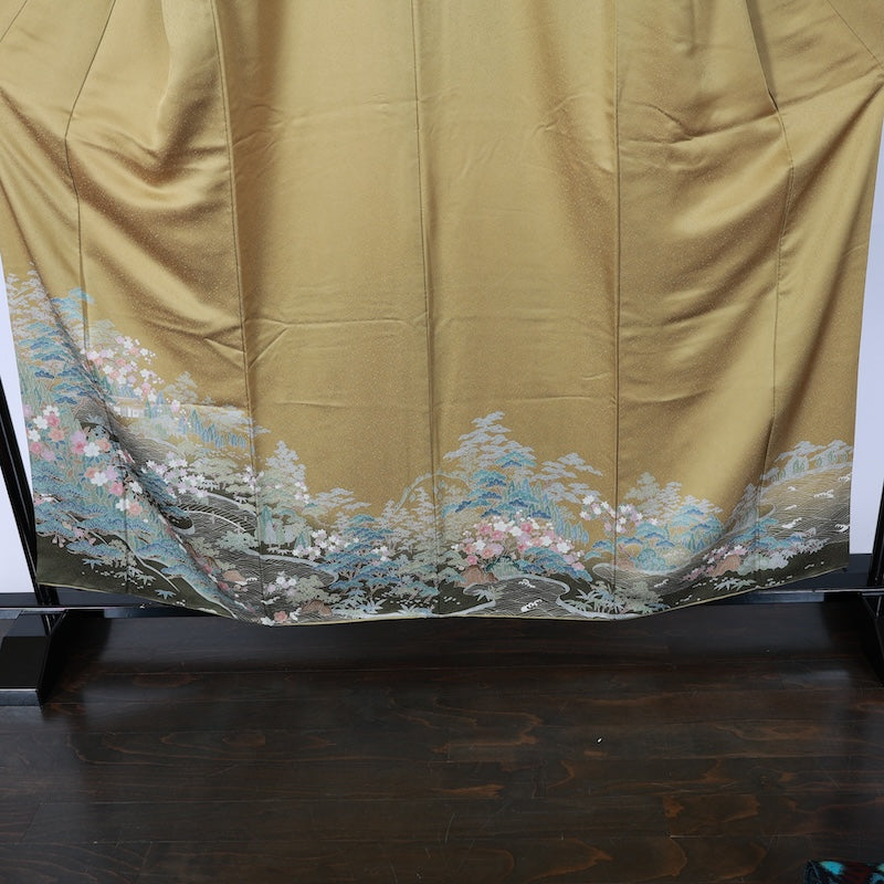 Japanese kimono used <irotomesode> L-size  silk 100% /B804