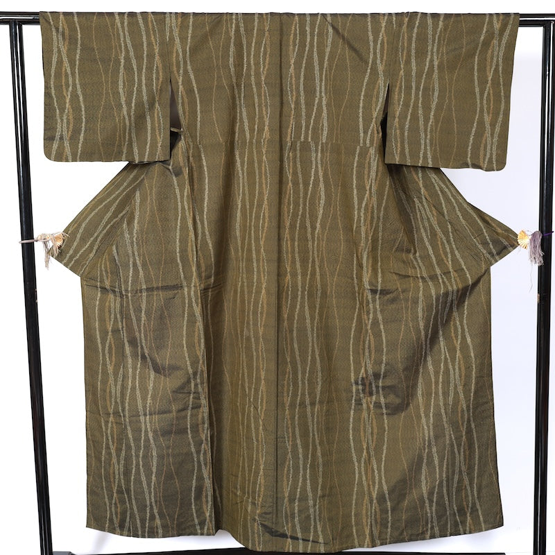 Japanease kimono　used(tsumugi)size-M silk 100%/K145