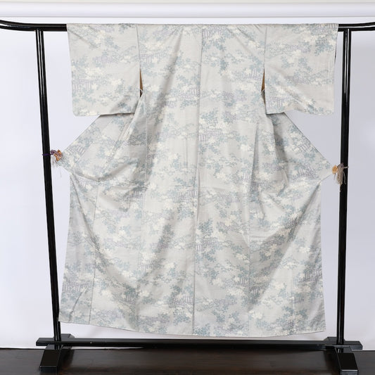 Japanese kimono used <Tsumugi> M-size  silk 100% /B788