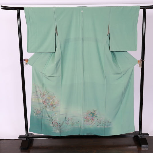 Japanese kimono used <houmongi> M-size  silk 100% /B768
