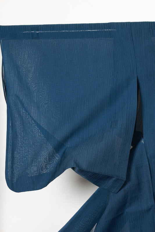 Summer used kimono, Nishijin weave, patterned gauze, navy blue, R14