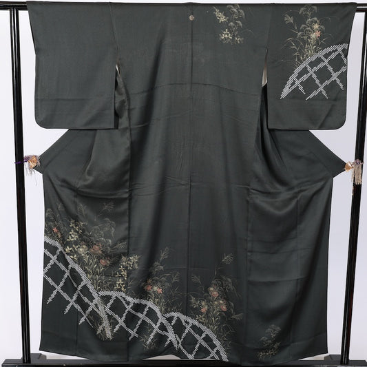 Japanese kimono used <houmongi> M-size  silk 100% /B807