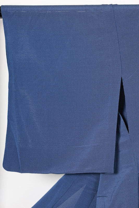 Summer-used kimono silk crepe fabric, indigo, Kaga Yuzen dyeing, by Kozo Shirasaka, R15