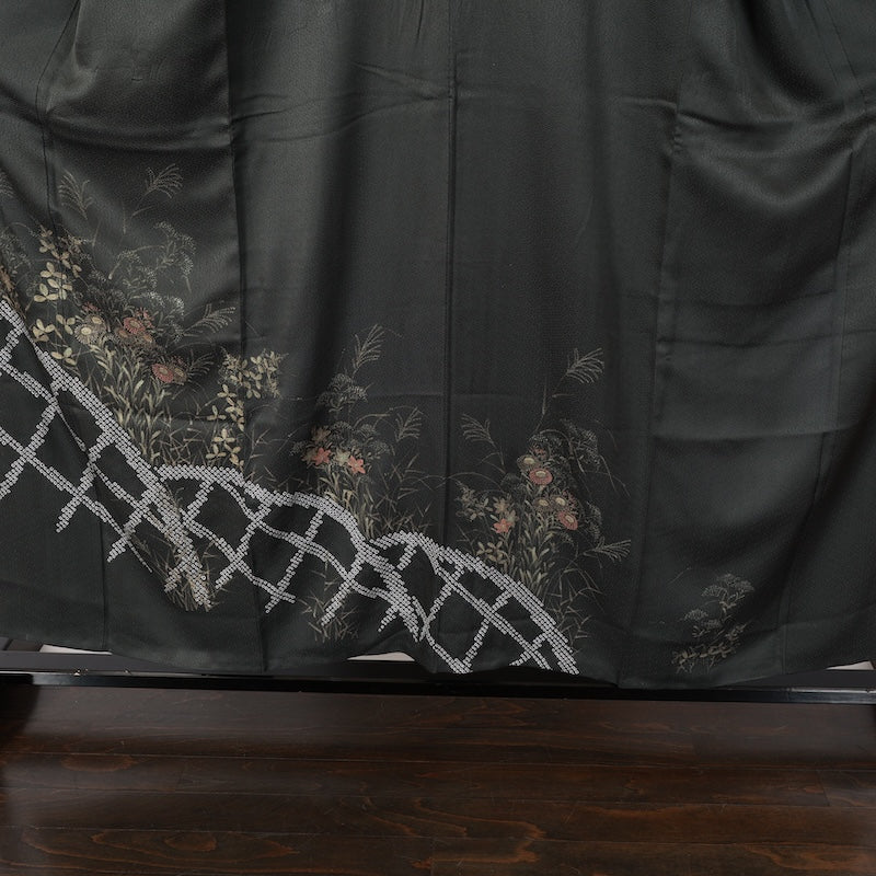 Japanese kimono used <houmongi> M-size  silk 100% /B807