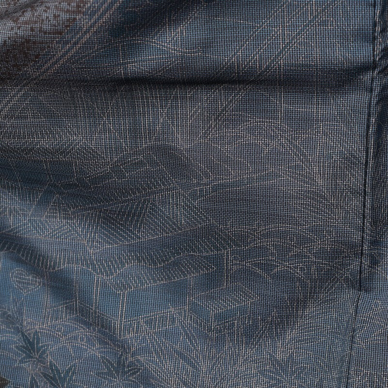 Japanease kimono  used(Houmongi) L-size 100% silk /K158Homongi (formal kimono) - Authentic Oshima Tsumugi - Indigo and light blue, black, coral red, Chaya-tsuji pattern, by an artist