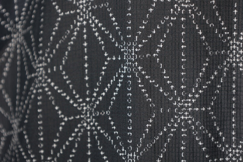 Summer used kimono, sheer fabric, black and white, hemp leaf pattern, R241