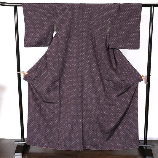 Japanease kimono　used(tsumugi)size-L silk 100%/K165