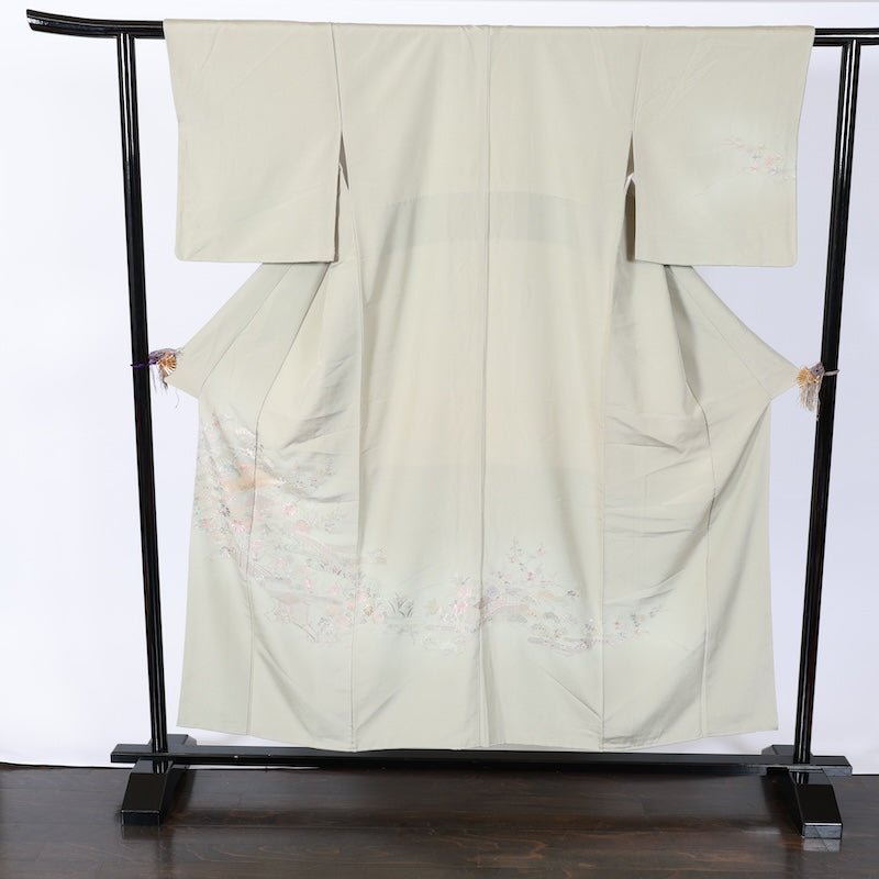 Japanese kimono used <houmongi> M-size  silk 100% /B808