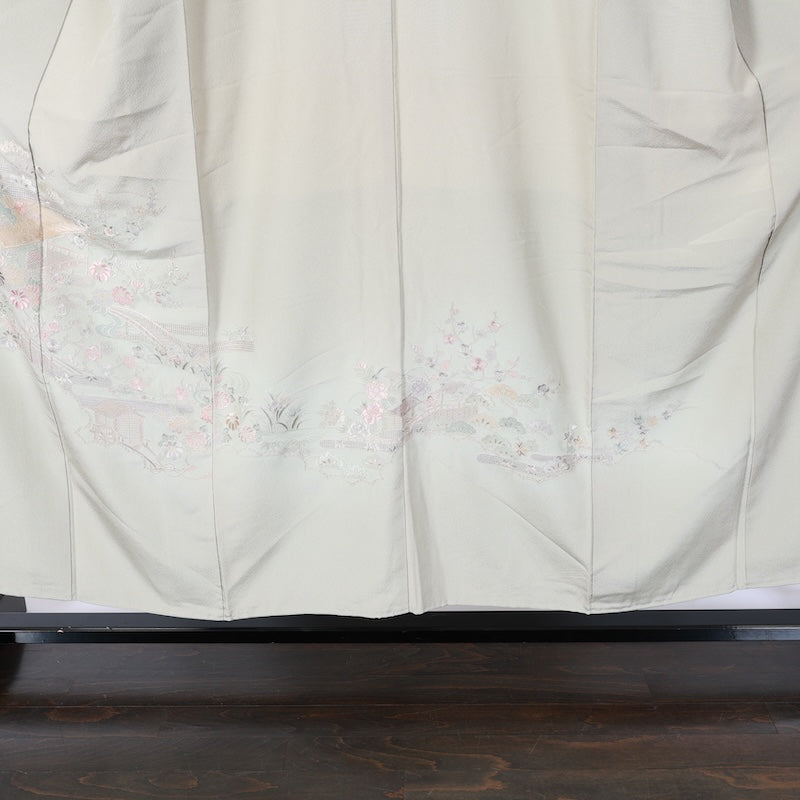 Japanese kimono used <houmongi> M-size  silk 100% /B808