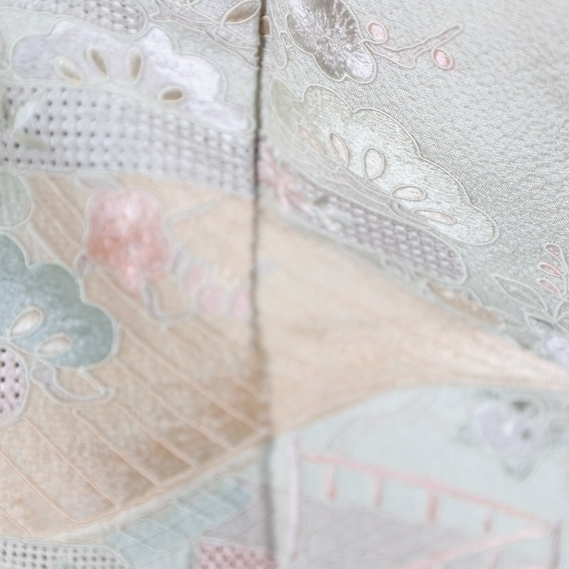 Japanese kimono used <houmongi> M-size  silk 100% /B808