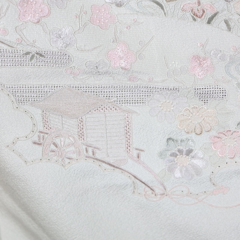 Japanese kimono used <houmongi> M-size  silk 100% /B808