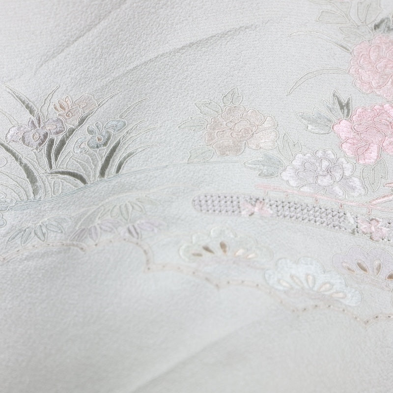 Japanese kimono used <houmongi> M-size  silk 100% /B808