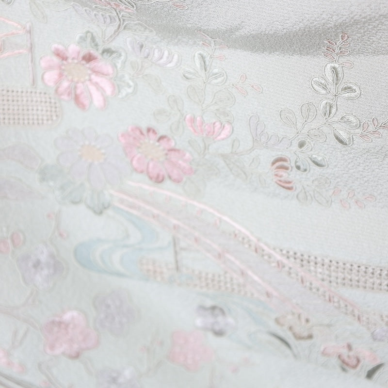 Japanese kimono used <houmongi> M-size  silk 100% /B808