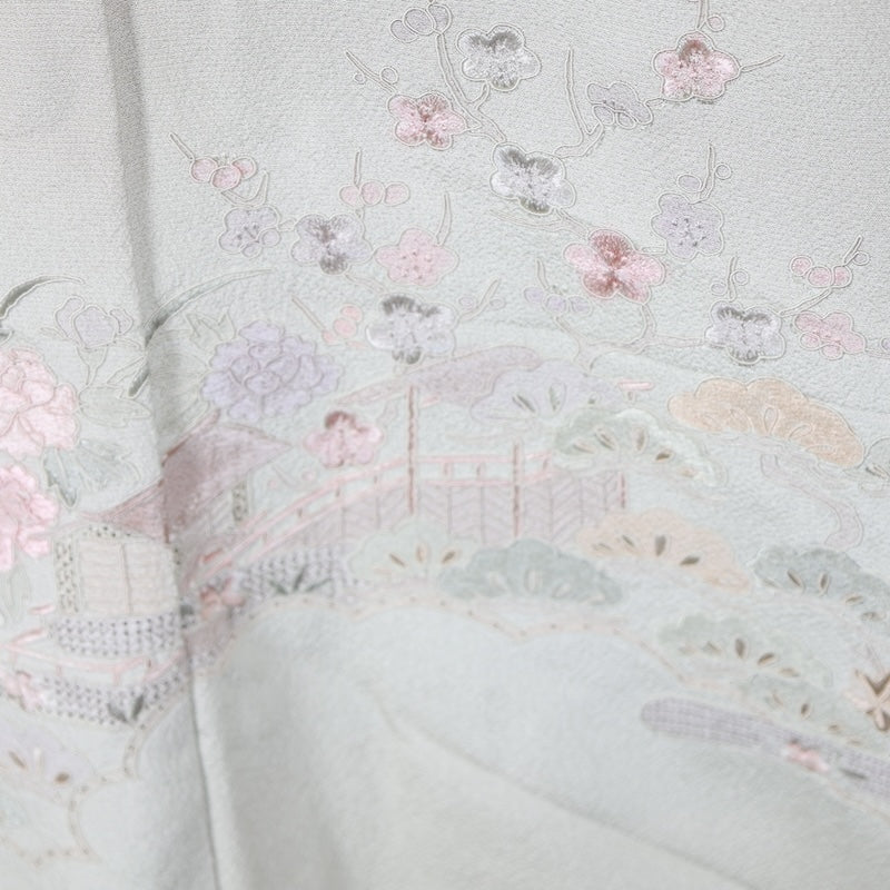 Japanese kimono used <houmongi> M-size  silk 100% /B808